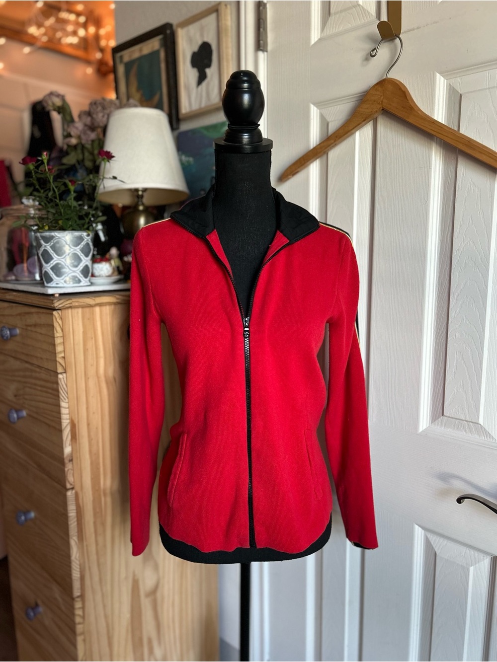 Lauren Ralph Lauren vintage red w/ black and gold strip zip up track jacket